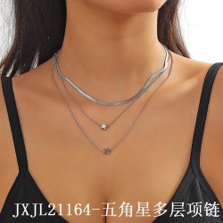  multilayer stainless steel Five-pointed star chain necklace chain clavicle ch..