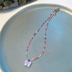 Korea color cartoon love butterfly beads necklace  sweet lovely woman clavicle..