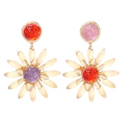 occidental style temperament petal ear stud Alloy Double layer color flowers e..
