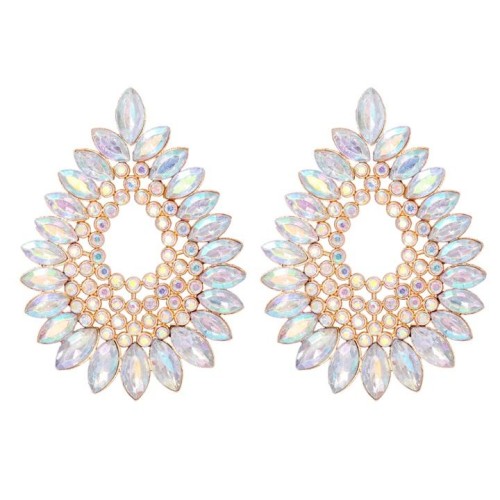 occidental style geometry drop Alloy embed colorful diamond retro temperament exaggerating earrings woman trend sup