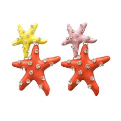 summer wind starfish splice earring woman color Alloy diamond personality exag..