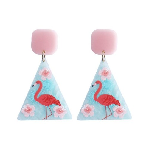 I Acrylic cartoon creative triangle print earrings summer small fresh wind