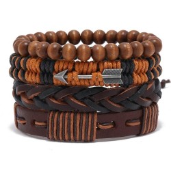 occidental style man multilayer leather braceletdiy four handmade weave retro..