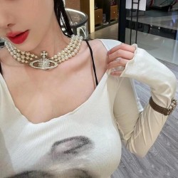 black same style Pearl necklace occidental style retro exaggerating fully-jewe..