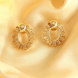 occidental style retro personality temperament high Oval chain Earring hollow ..