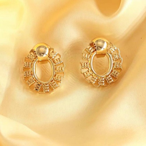 occidental style retro personality temperament high Oval chain Earring hollow ear stud