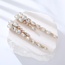 occidental style exaggerating geometry Earring long style glass Rhinestone tas..