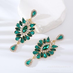 occidental style fashion colorful diamond earrings Alloy diamond high earrings..