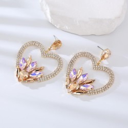  Alloy embed colorful diamond love earrings creative all-Purpose high Earring ..