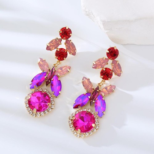 occidental style fashion earrings woman personality embed colorful diamond multilayer long style Earring temperam