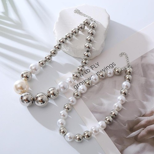 occidental style woman fashionins wind beads imitate Pearl necklace necklace