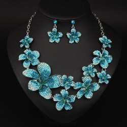  occidental style exaggerating luxurious fully-jewelled flowers necklace earri..