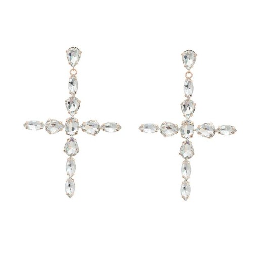 super claw chain cross earrings woman Rhinestone fully-jewelled occidental style exaggerating Earringearrings