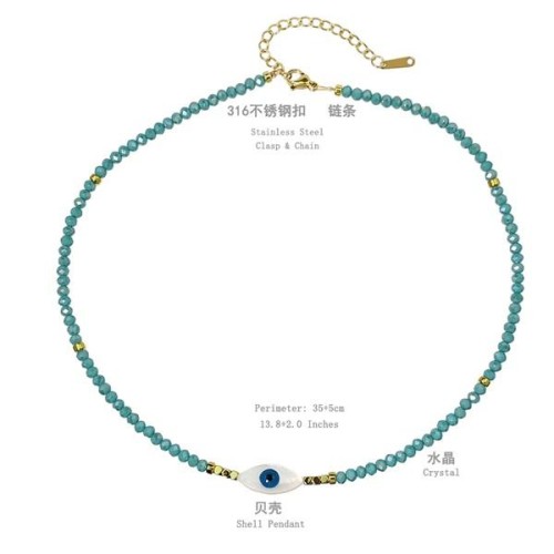 occidental style fashionyk blue crystal beads eyes pendant necklace woman color clavicle chain