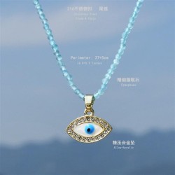 occidental style cross pendant crystal beads necklace woman temperament all-Pu..