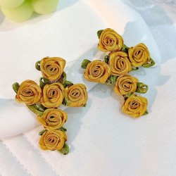 occidental style Cloth flowers cross earrings  handmade production fashion hig..