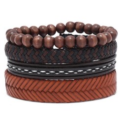 diy four multilayer leather brief handmade weave retro occidental style bracel..