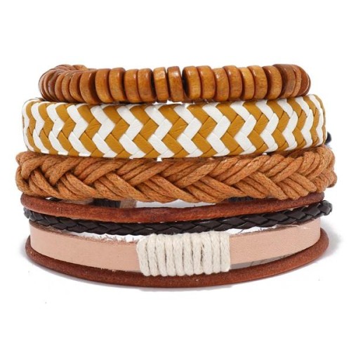  brief handmade weave multilayer leather braceletdiy four man woman