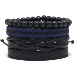  brief handmade weave multilayer leather braceletdiy four man