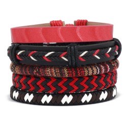 brief handmade weave Bohemia color leather bracelet personality ethnic style r..