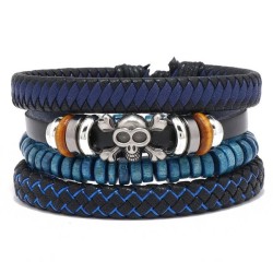 occidental style fashion brief handmade weave leather braceletdiy four persona..