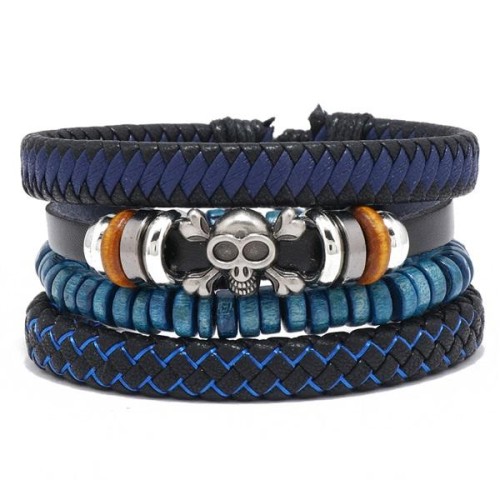 occidental style fashion brief handmade weave leather braceletdiy four personality bangle