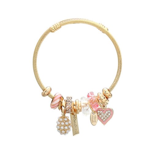 occidental style bangle style bracelet girl student imitate Pearl heart-shaped pendantbracelet