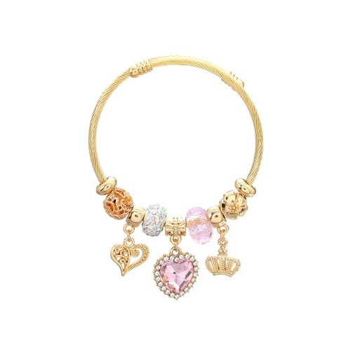 occidental style bangle style bracelet woman crown heart-shaped pendantbracelet
