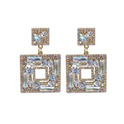 occidental style summer fashion colorful diamond geometry square Alloy diamond..