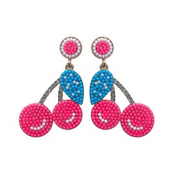 occidental style sweet small fresh fruits cherry diamond beads Alloy style ear..