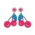 occidental style sweet small fresh fruits cherry diamond beads Alloy style earrings fashion brief samll Earring