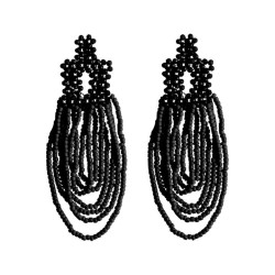 occidental style Bohemia handmade weave geometry long style tassel beads earri..
