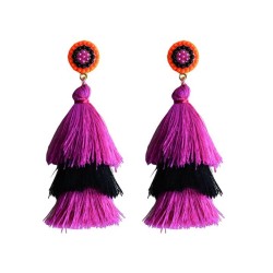 occidental style fashion brief temperament long style three layer tassel earri..