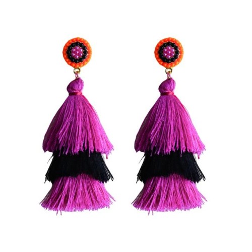occidental style fashion brief temperament long style three layer tassel earring Bohemia ethnic style