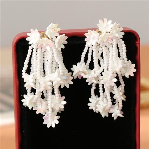 E occidental style spring summer resin flowers earrings Earring multilayer tassel flowers earring