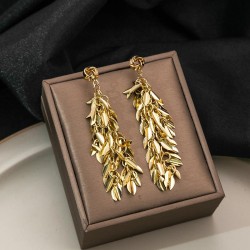 occidental style Metal Leaf earrings  high long style tassel earring samll lea..