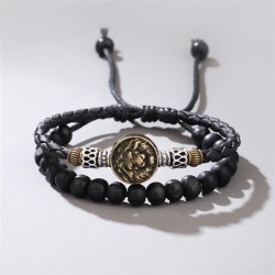 occidental style fashion personality creative weave beads man leather bracelet..