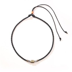  Word retro necklace occidental style Metal pendant weave rope necklace man