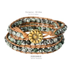 occidental style retro wind handmade weave natural beads bracelet woman multil..