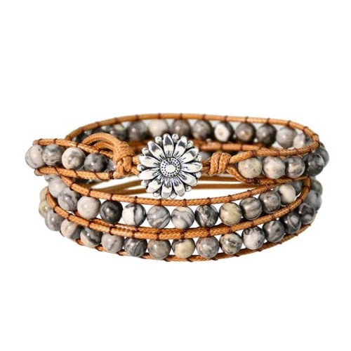 occidental style ethnic style half gem beads bracelet woman handmade weave bracelet multilayer twining