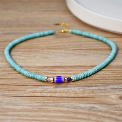 occidental style ethnic style turquoise beads necklace woman personality tempe..
