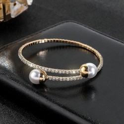  occidental style opening imitate Pearl elegant circle claw chain fully-jewell..