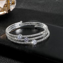  Rhinestone more circle fully-jewelled opening twining bangle gold silver colo..