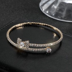 fully-jewelled bride bangle  row opening bow Rhinestone bracelet crystal brace..