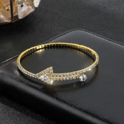 occidental style zircon triangle diamond bangle  bride elasticity fully-jewelled bracelet  diamond