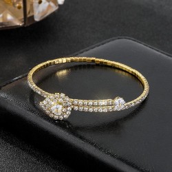  embed zircon bracelet fashion opening heart-shaped bride diamond bangle elast..
