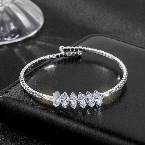 occidental style brilliant bronze embed Zirconium bangle crystal claw chain opening row luxurious fully-jewel