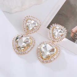 spring occidental style fashion super colorful diamond heart-shaped earrings w..