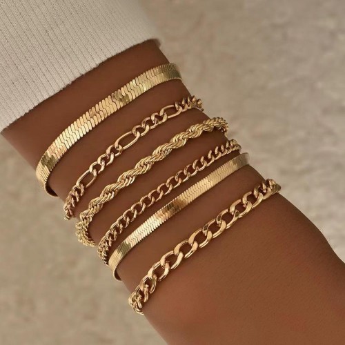 occidental style brief multilayer Metal chain bracelet Bohemia fashion layer set bracelet