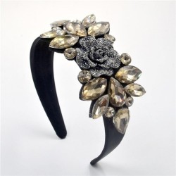   occidental style luxurious embed glass diamond flowers Headband woman retro ..